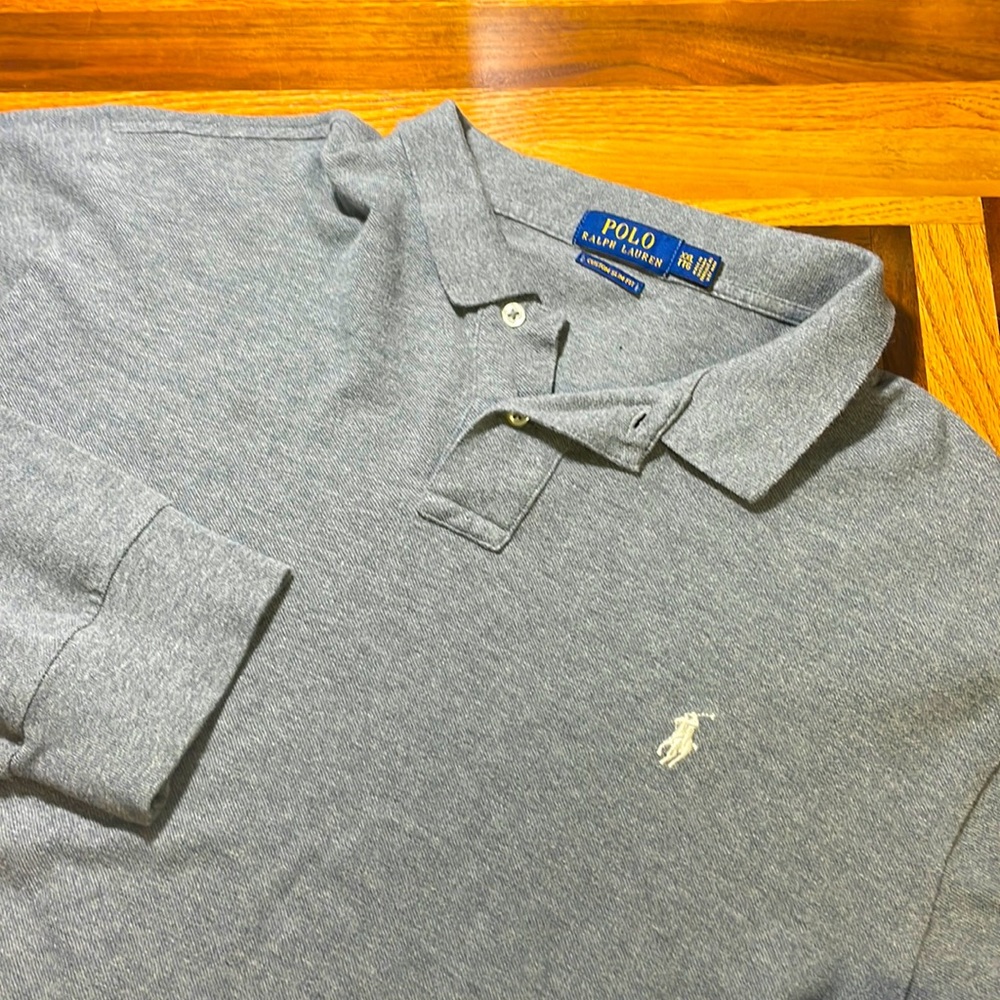 Polo by Ralph Lauren mens 2XL XXL custom slim fit long sleeve mesh cotton polo